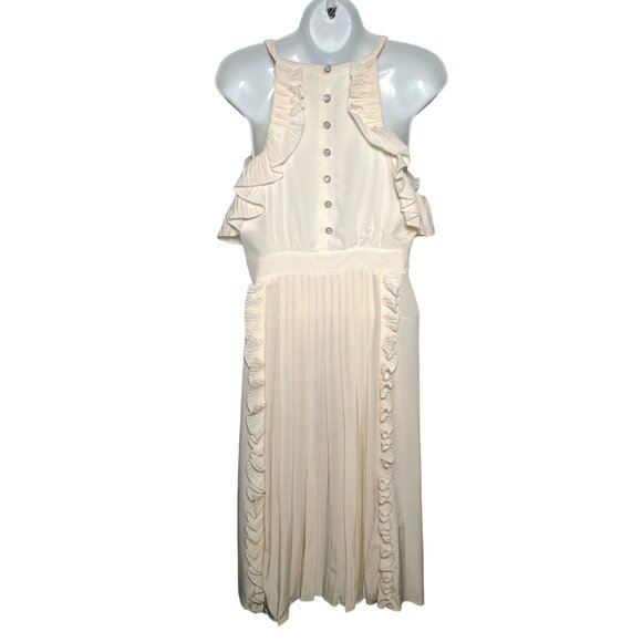 Tibi New York Ruffled Crepe de Chine Silk Halter Midi Dress Ivory White Size 10 - Picture 10 of 15
